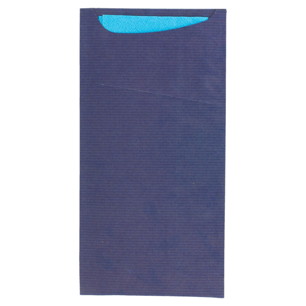 [169.44] Bolsas Cubiertos + Servilleta 'Just In Time' 80 + 10 Pe G/M2 11,2X22,5 Cm Azul Kraft Verjurado (400 Unid.)