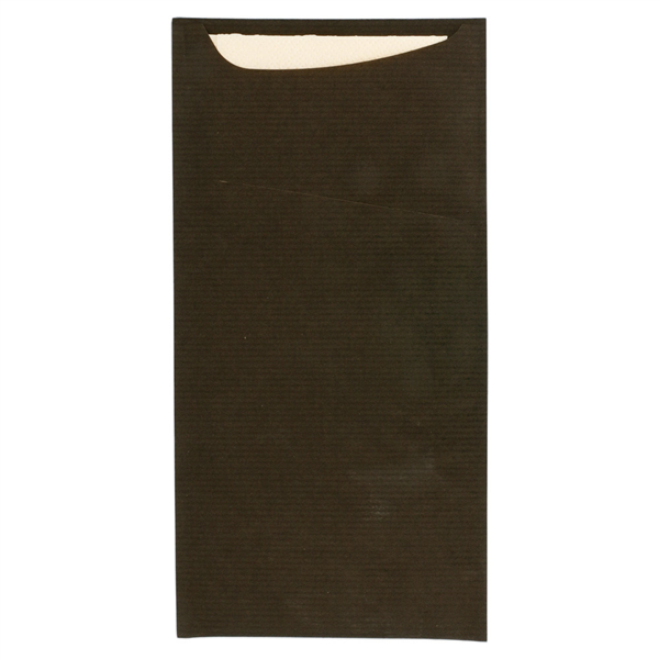 Bolsas Cubiertos + Servilleta 'Just In Time' 80 + 10 Pe G/M2 11,2X22,5 Cm Negro Kraft Verjurado (400 Unid.)