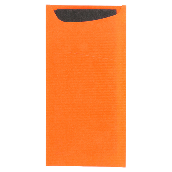 Bolsas Cubiertos + Servilleta 'Just In Time' 90 + 10 Pe G/M2 11,2X22,5 Cm Naranja Celulosa (400 Unid.)