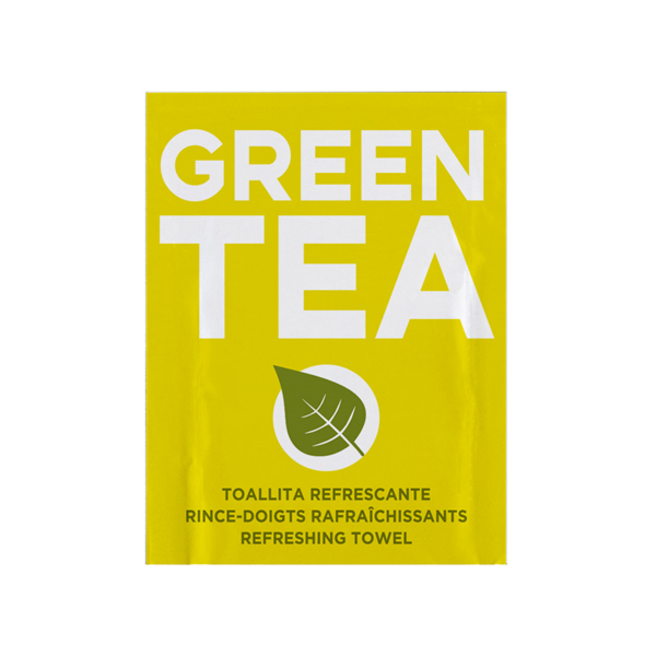 [256.30] TOALLITAS REFRESCANTES "GREEN TEA" 6x8 CM BLANCO CELULOSA (2000 UNID.)