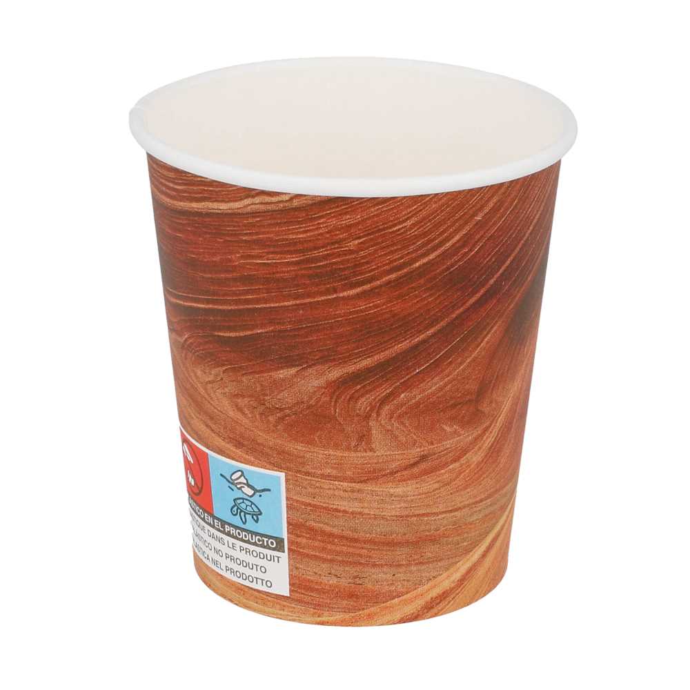 [255.02] VASOS BEBIDAS CALIENTES 1 PARED 'ARIZONA' 180 ML 260 + 18 PE G/M2 Ø7,2/5,3x7,8 CM MARRÓN CARTONCILLO (1000 UNID.)