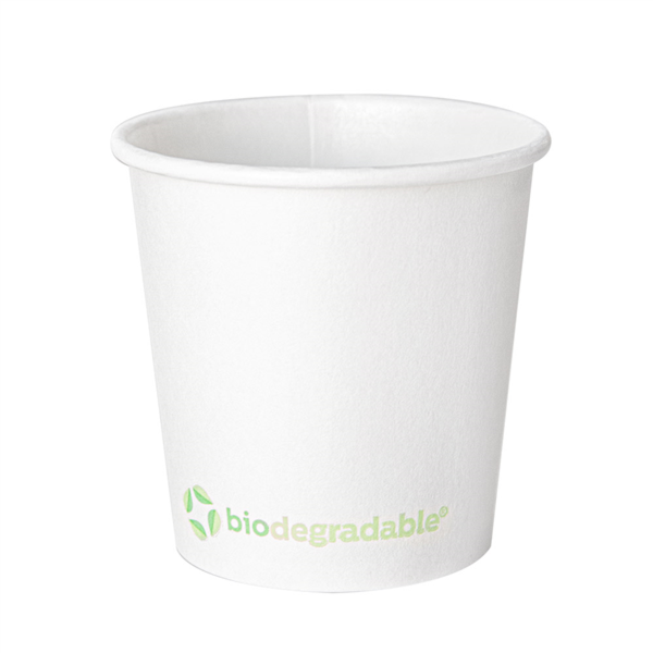 [230.90] VASOS BEBIDAS CALIENTES 1 PARED 'BIODEGRADABLE' 120 ML 170 + 30 PLA G/M2 Ø6,3/4,5x6 CM BLANCO CARTONCILLO+PLA (1000 UNID.)