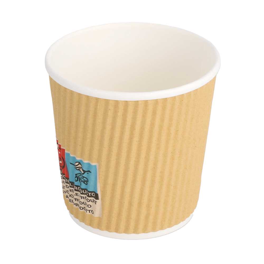 [180.75] VASOS BEBIDAS CALIENTES DOBLE PARED, ONDULADO 120 ML 230 + 250 + 18 PE G/M2 Ø6,2/4,5x6 CM MARRÓN CARTONCILLO (1000 UNID.)