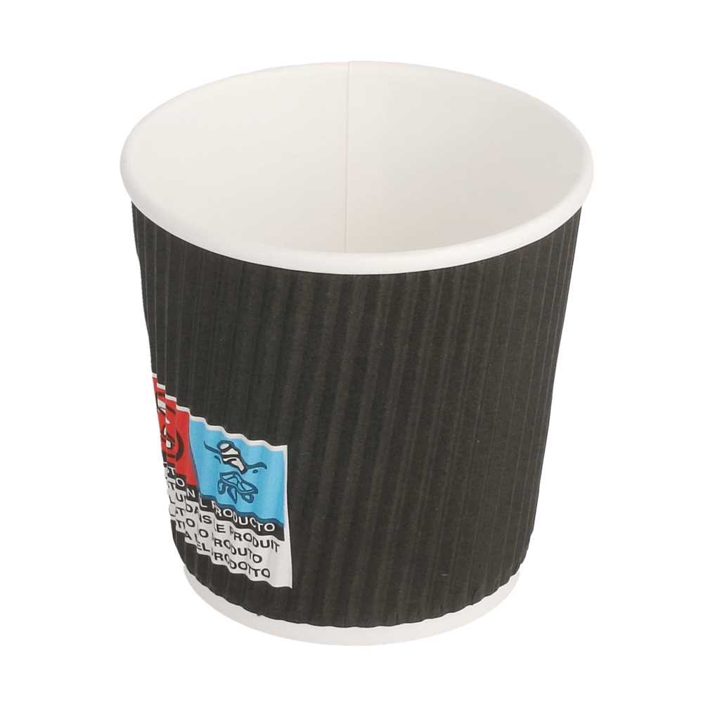 [179.09] VASOS BEBIDAS CALIENTES DOBLE PARED, ONDULADO 120 ML 230 + 250 + 18 PE G/M2 Ø6,2/4,5x6 CM NEGRO CARTONCILLO (1000 UNID.)