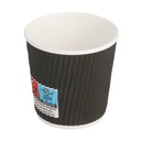 VASOS BEBIDAS CALIENTES DOBLE PARED, ONDULADO 120 ML 230 + 250 + 18 PE G/M2 Ø6,2/4,5x6 CM NEGRO CARTONCILLO (1000 UNID.)