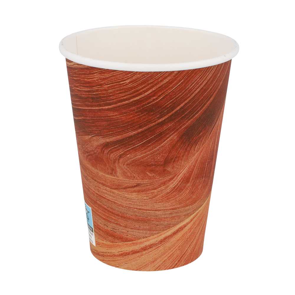 [255.05] VASOS BEBIDAS CALIENTES 1 PARED 'ARIZONA' 360 ML 300 + 18 PE G/M2 Ø9/6x11 CM MARRÓN CARTONCILLO (900 UNID.)