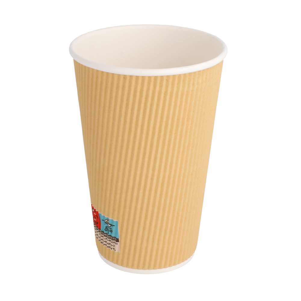 [180.78] VASOS BEBIDAS CALIENTES DOBLE PARED, ONDULADO 480 ML 300 + 250 + 18 PE G/M2 Ø9/6x13,2 CM MARRÓN CARTONCILLO (500 UNID.)