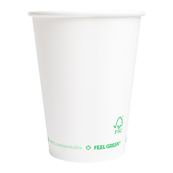 [261.43] Vasos Bebidas Frias Y Calientes 1 Pared 300 Ml 300 G/M2 Ø9/6X9,5 Cm Blanco Cartoncillo (1000 Unid.)