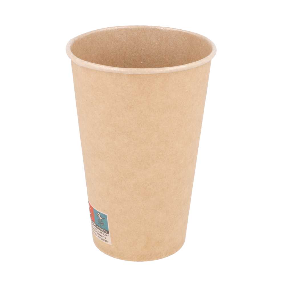 [252.33] VASOS 16 OZ - 480 ML 250 + 25PE G/M2 Ø9/6x12,8 CM MARRÓN CARTONCILLO (1000 UNID.)