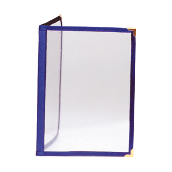 [168.06] MENÚ "AMERICANO" DIN-A5 2 CUERPOS AZUL PVC (1 UNID.)