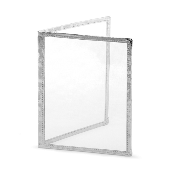 [194.92] MENÚ "AMERICANO" DIN-A4 2 CUERPOS PLATEADO PVC (1 UNID.)