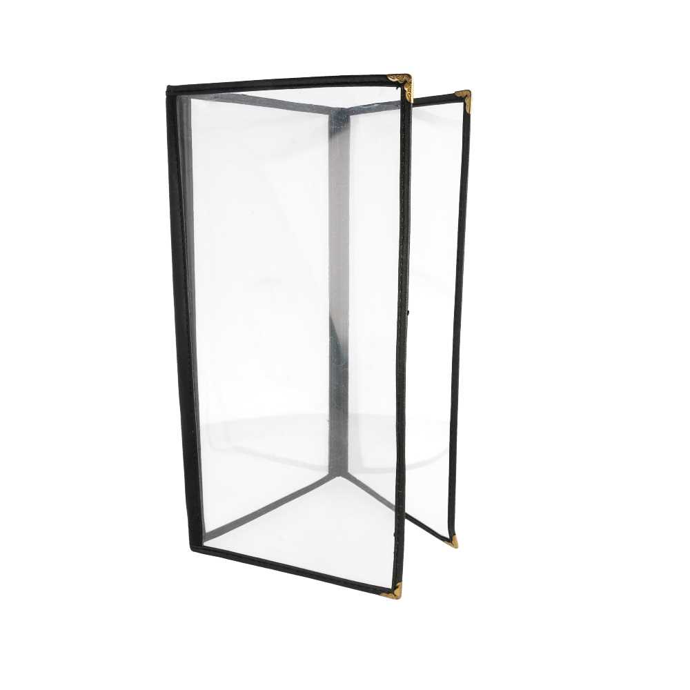 [162.55] MENÚ "AMERICANO" 3 CUERPOS 10,5x29,7 CM NEGRO PVC (1 UNID.)