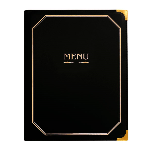 [180.85] PORTA MENÚ 8 FUNDAS DIN-A4 25,5x33 CM NEGRO PVC (1 UNID.)