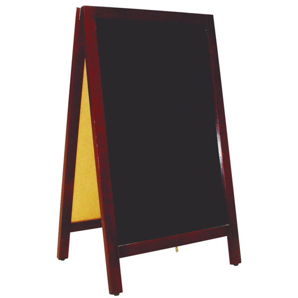 [162.59] PIZARRA EN ÁNGULO 2 CARAS 50x85x40 CM NEGRO MADERA (1 UNID.)