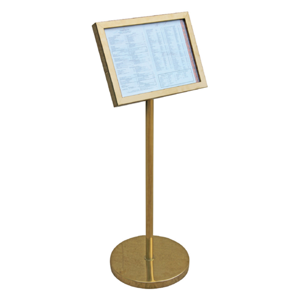 PORTA MENÚ DIN-A3 CON PIE INCORPORADO Ø 35x115 CM DORADO METAL (1 UNID.)