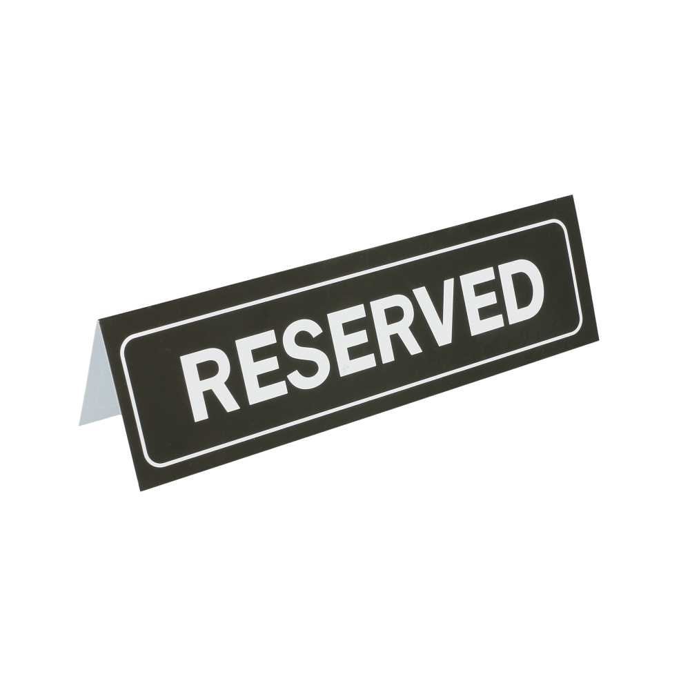 [179.33] PLACA PARA MESA "RESERVED" 18x5,5 CM NEGRO PVC (1 UNID.)