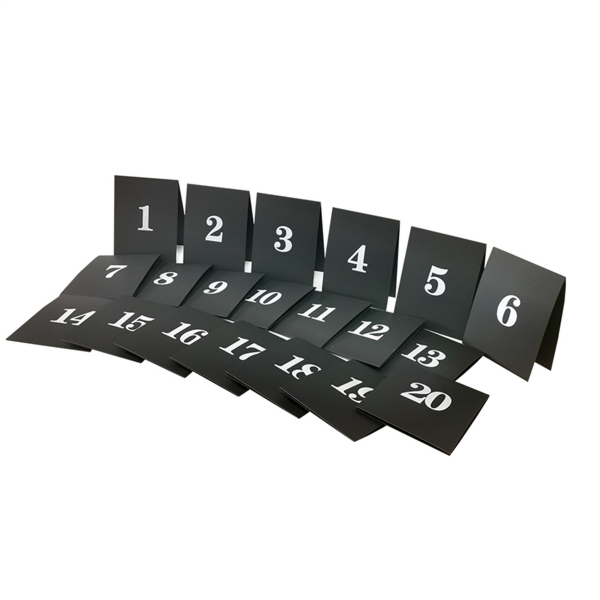 [251.10] Números De Sobremesa Del 1 Al 20 9X12 Cm Negro Papel (1 Unid.)