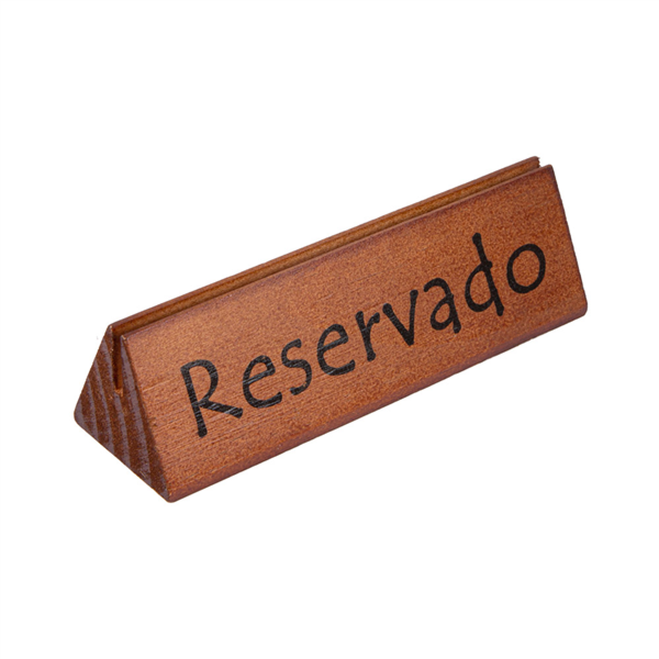 PLACAS "RESERVADO/RESERVED" 15x4,4x4,4 CM MADERA (10 UNID.)