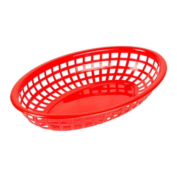 [208.54] CESTAS OVALES 24x15x4,5 CM ROJO PP (12 UNID.)