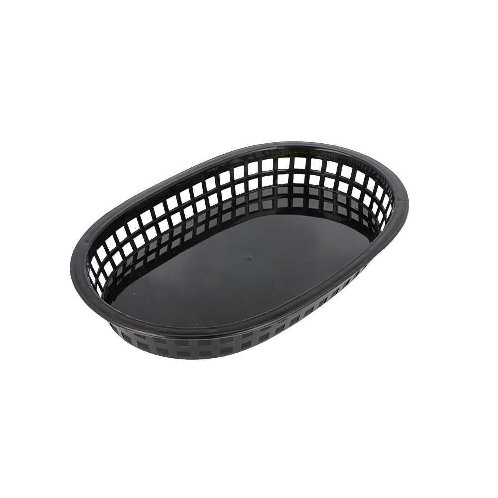 [208.59] CESTAS ALARGADAS 28x17,5x4 CM NEGRO PP (12 UNID.)