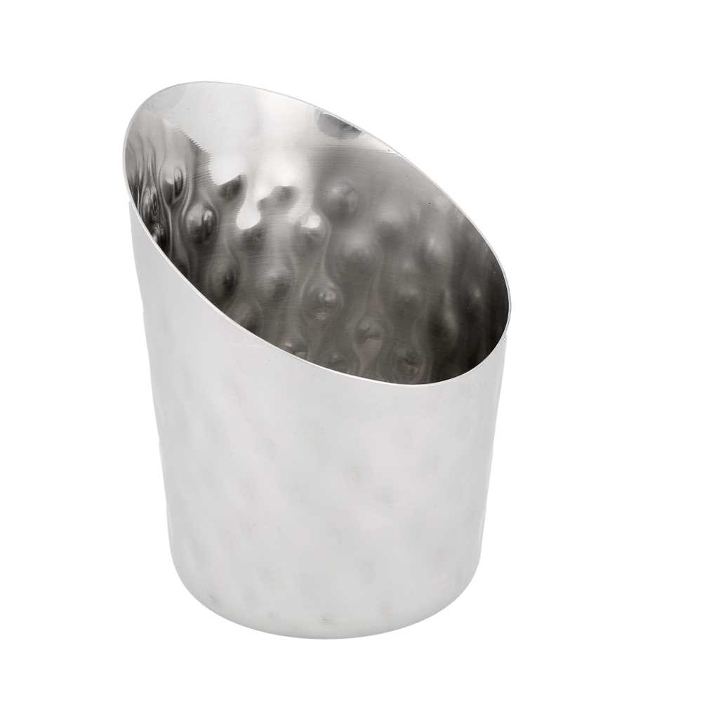 TARRINAS FRITAS TRUNCADAS, MARTILLEADAS 'ARTINOX' Ø 8,5x8,5 CM PLATEADO INOX (12 UNID.)