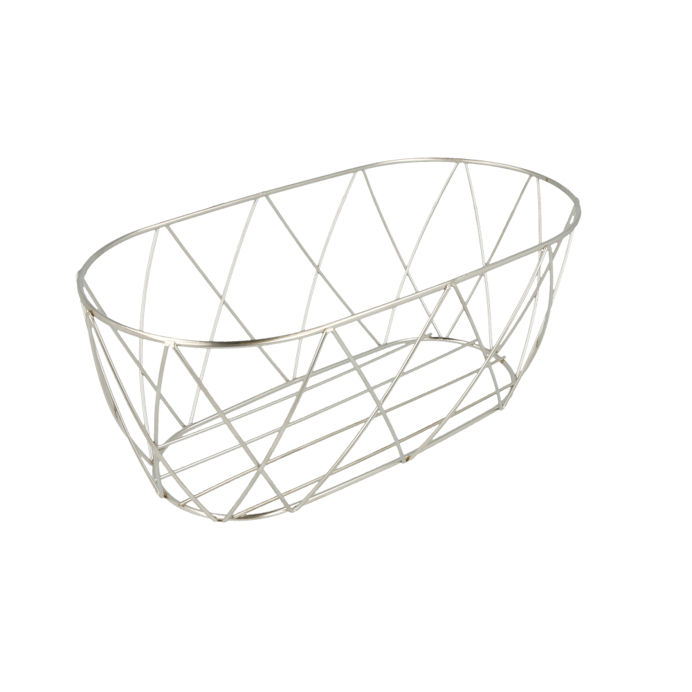 [216.27] Basket Estilo Toscano 25,5X12,7X10,2 Cm Plateado Inox (12 Unid.)