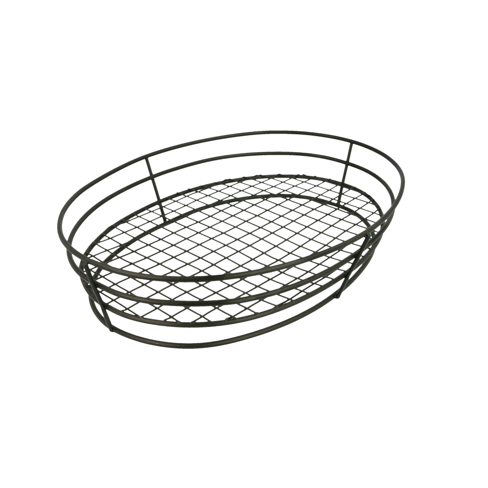 [216.31] BASKET OVAL 28x20,5x5,7 CM NEGRO ACERO (24 UNID.)