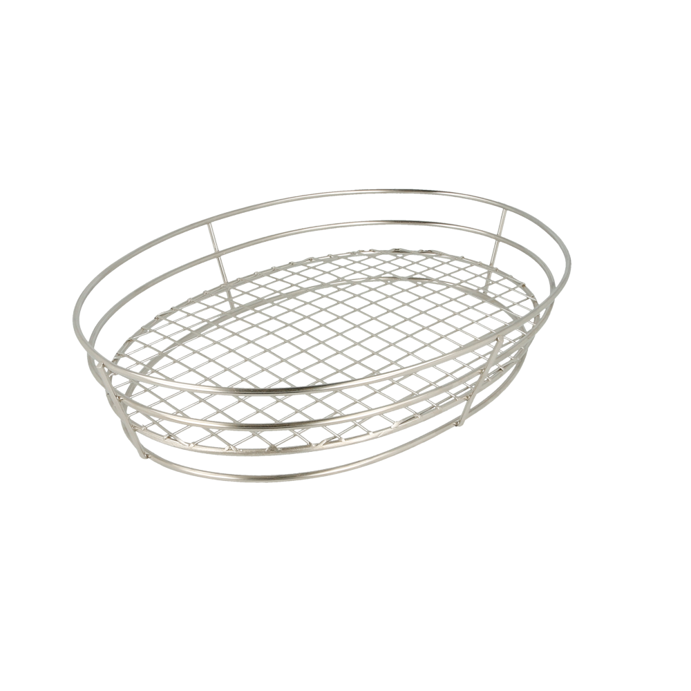[216.25] Basket Oval 'Artinox' 28X20,5X5,7 Cm Plateado Inox (24 Unid.)
