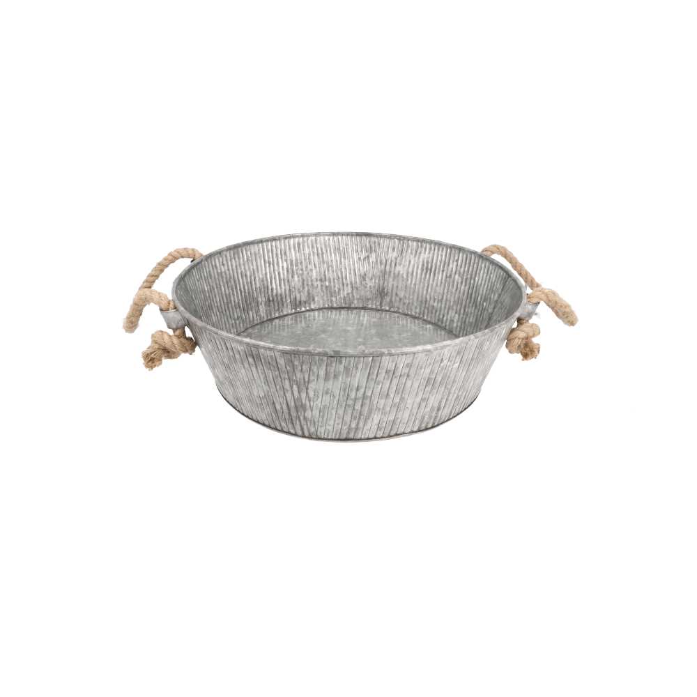 [225.75] Bandeja Redonda Asas Cuerda Ø 35,5X11 Cm Galvanizado Acero (1 Unid.)