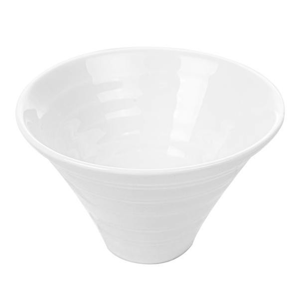[164.00] Cuencos Cónicos Estriados 160 Ml Ø9,5X6,5 (H) Cm Blanco Porcelana (6 Unid.)