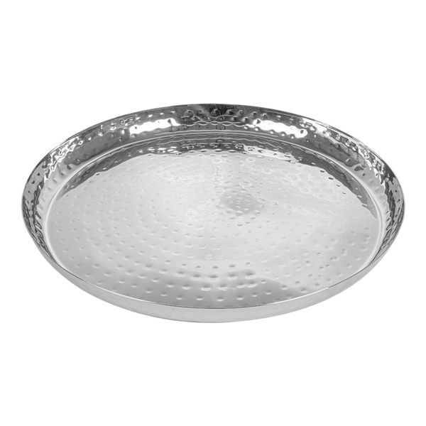 [258.75] BANDEJA MARTILLEADA 'ARTINOX' Ø 37x2,8 CM PLATEADO INOX (1 UNID.)