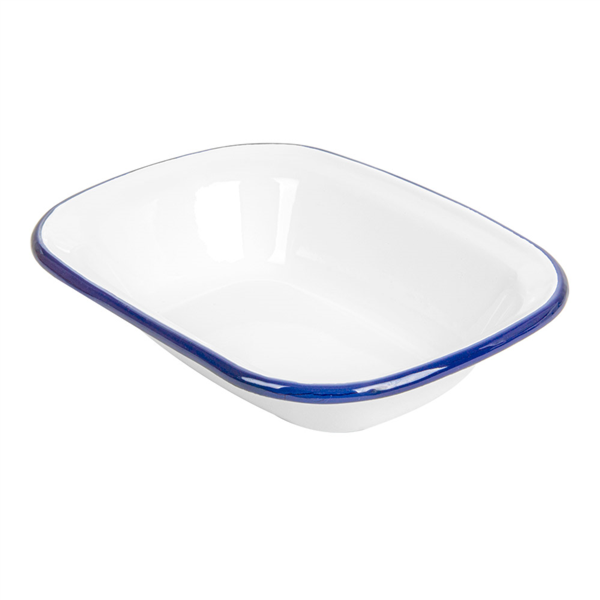 [261.22] BOLES RECTANGULARES 'ENAMELWARE' 330 ML 18x13x4 CM BLANCO HIERRO ESMALTADO (6 UNID.)
