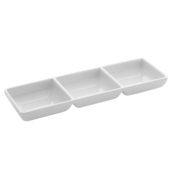 [193.42] Cuenco 3 Salsas 'Asami Ware' 140 Gr. 22X7X2,5 Cm Blanco Melamina (12 Unid.)