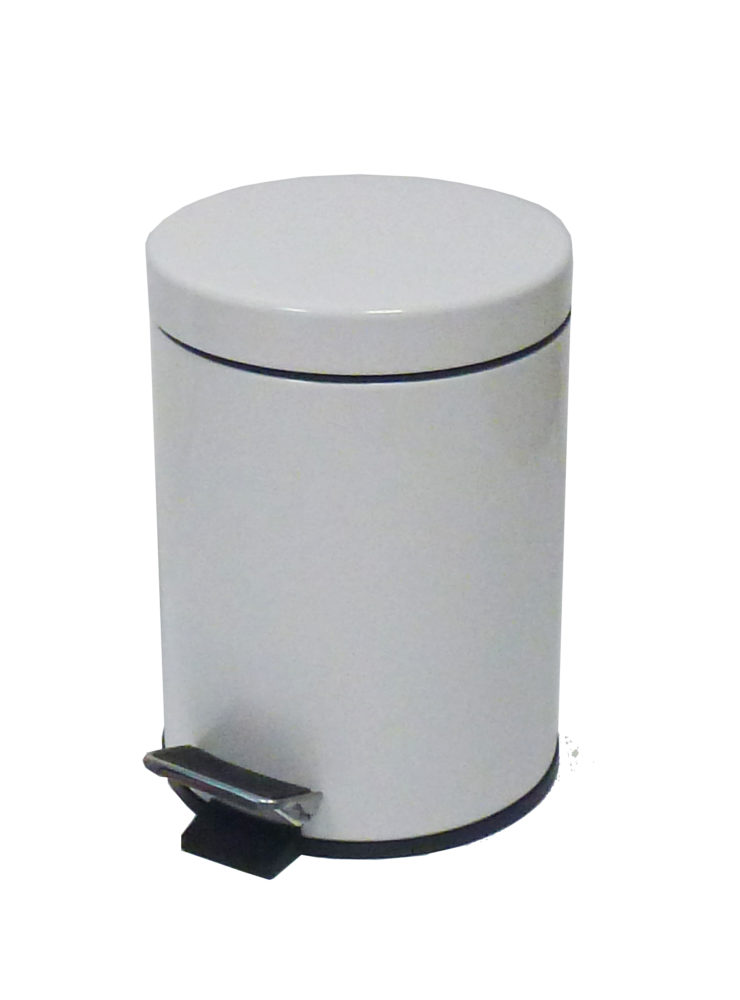 Papelera Pedal 3l Metal Blanco Sanitarias