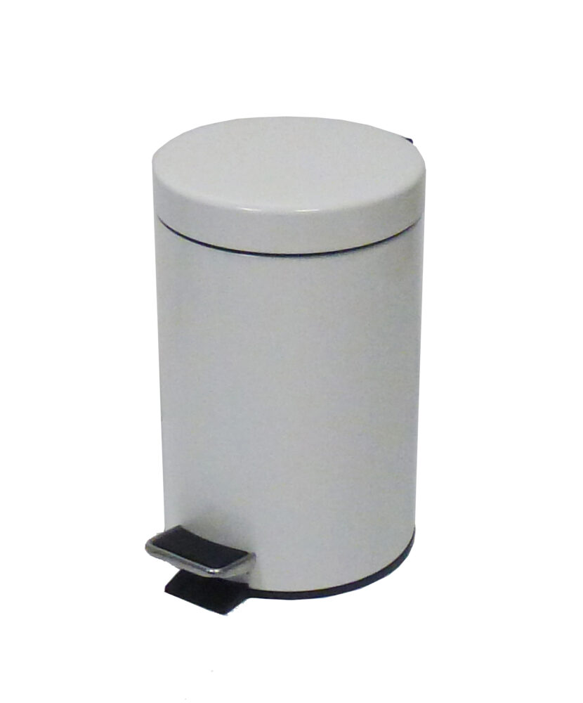 [899433] Papelera Pedal 5l Metal Blanco. Sanitarias