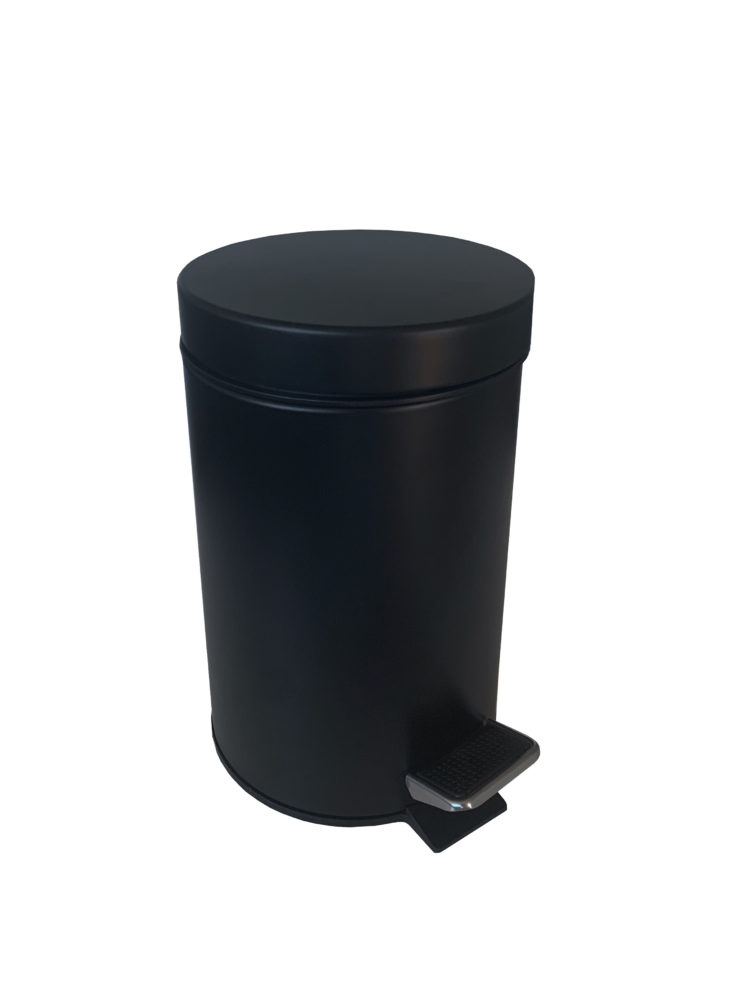 PAPELERA PEDAL 5L METAL NEGRO. SANITARIAS
