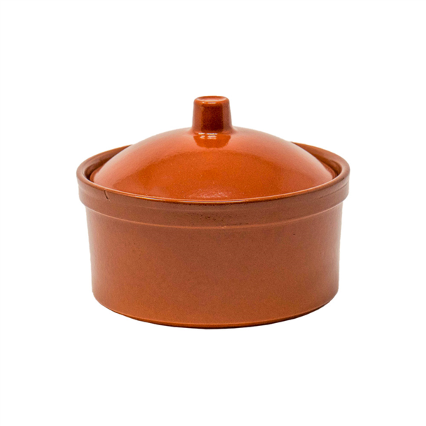 COCOTTE DE LOZA CON TAPA 350 ML Ø 12x6 CM MARRÓN ROJIZO CERÁMICA (20 UNID.)