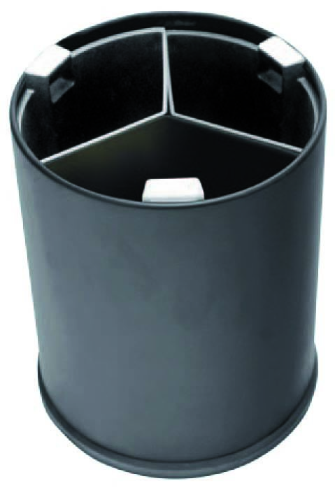 [899881] Papelera Redonda Negro 13l 3 Contenedores Negros Oficina