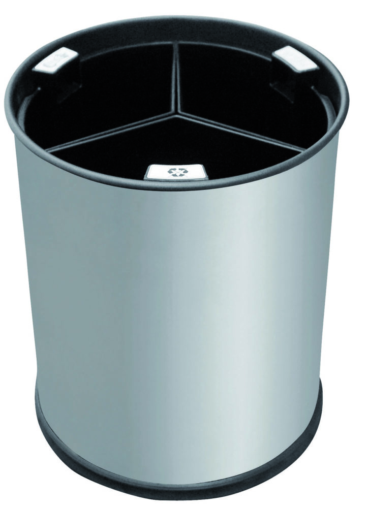 [8991031] Papelera De Acero Inoxidable Cepillado 13l 3 Contenedores Negros Oficina