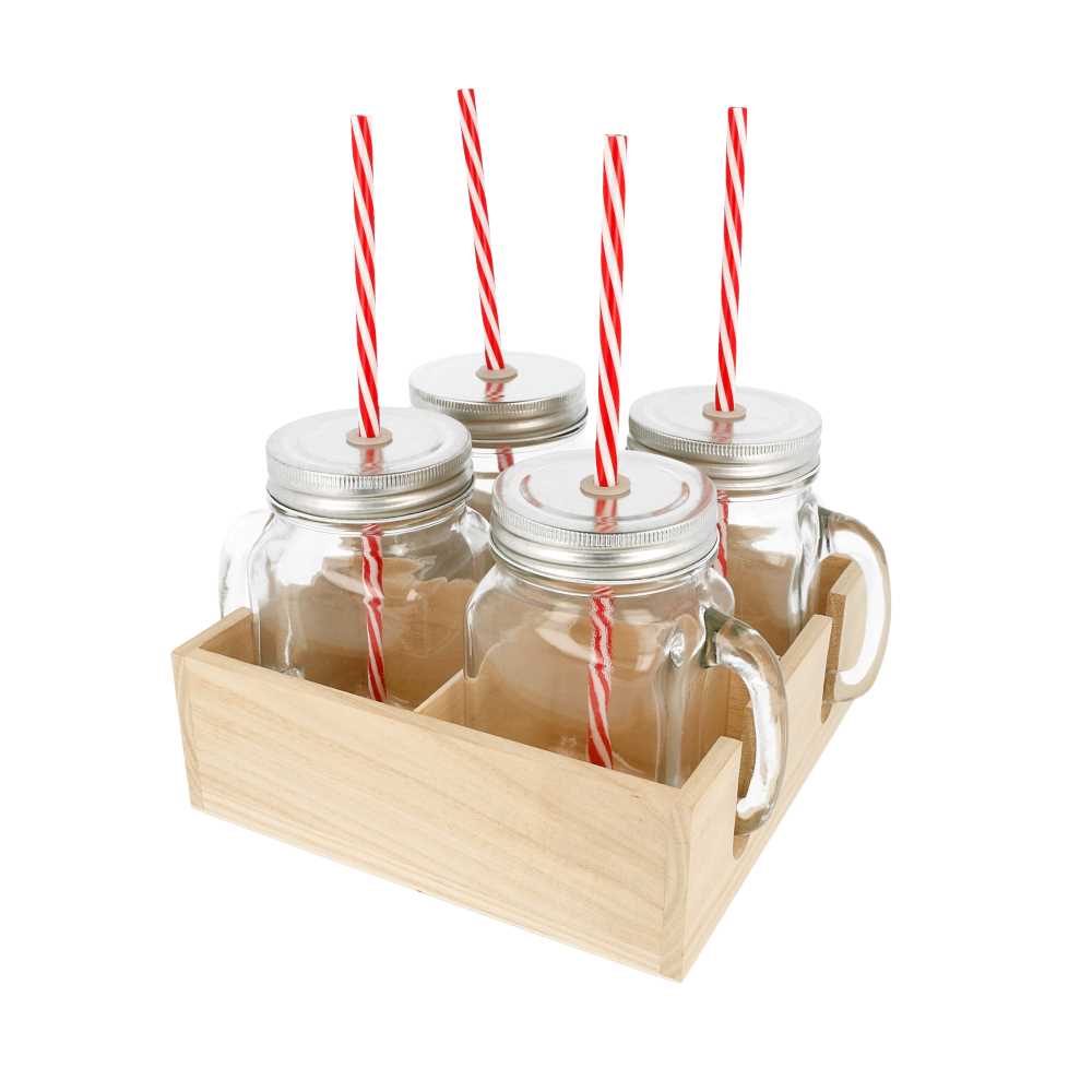 CONJUNTO 4 JARRAS+CANUTILLO CON BASE 450 ML Ø 8x13 CM TRANSPARENTE CRISTAL (6 UNID.)