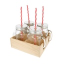 CONJUNTO 4 JARRAS+CANUTILLO CON BASE 450 ML Ø 8x13 CM TRANSPARENTE CRISTAL (6 UNID.)