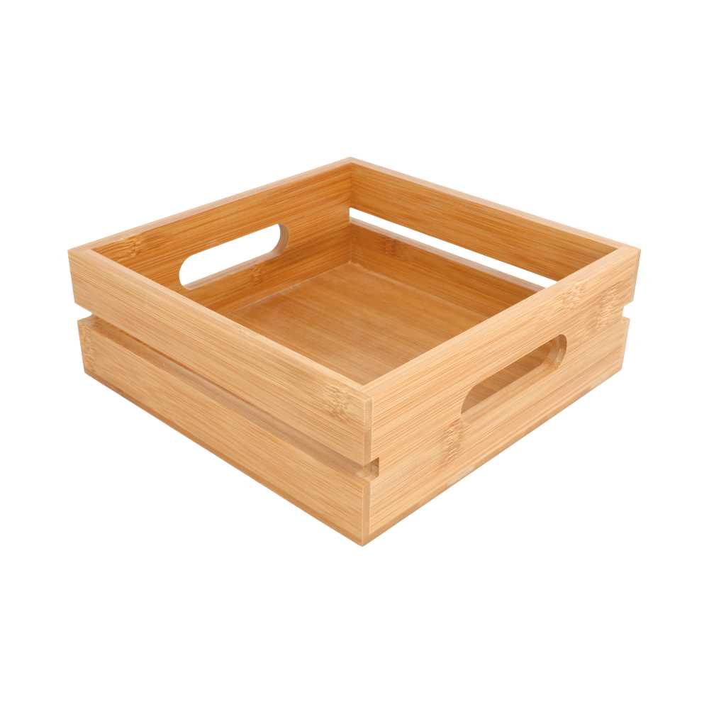 [225.49] Caja Portable 20X20X7 Cm Natural Bambú (1 Unid.)