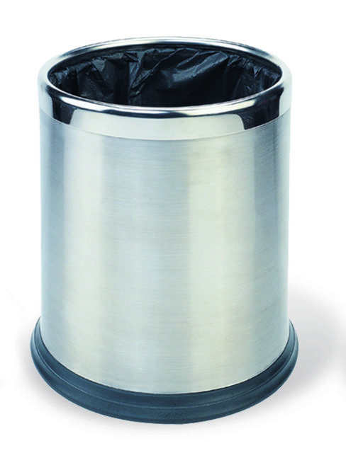 PAPELERA DE ACERO INOXIDABLE SATINADO 10L DOBLE PARED OFICINA