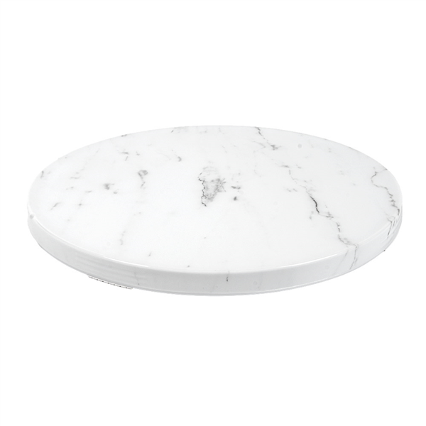 [263.54] BANDEJA PARA BUFET 'ASAMI WARE' Ø 32x1,7 CM SÍMIL MARMOL BLANCO MELAMINA (1 UNID.)