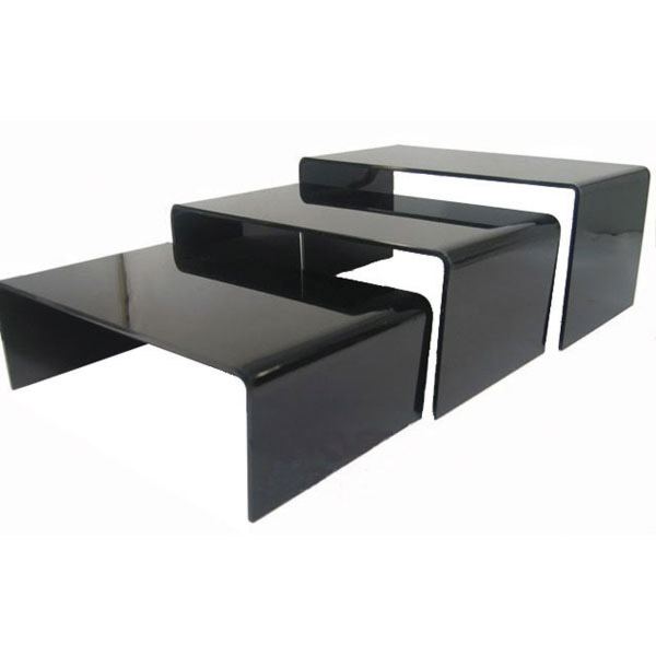 [157.62] 3 U. EXPOSITORES BUFET 30x15x6/9/11 CM NEGRO ACRÍLICO (1 UNID.)