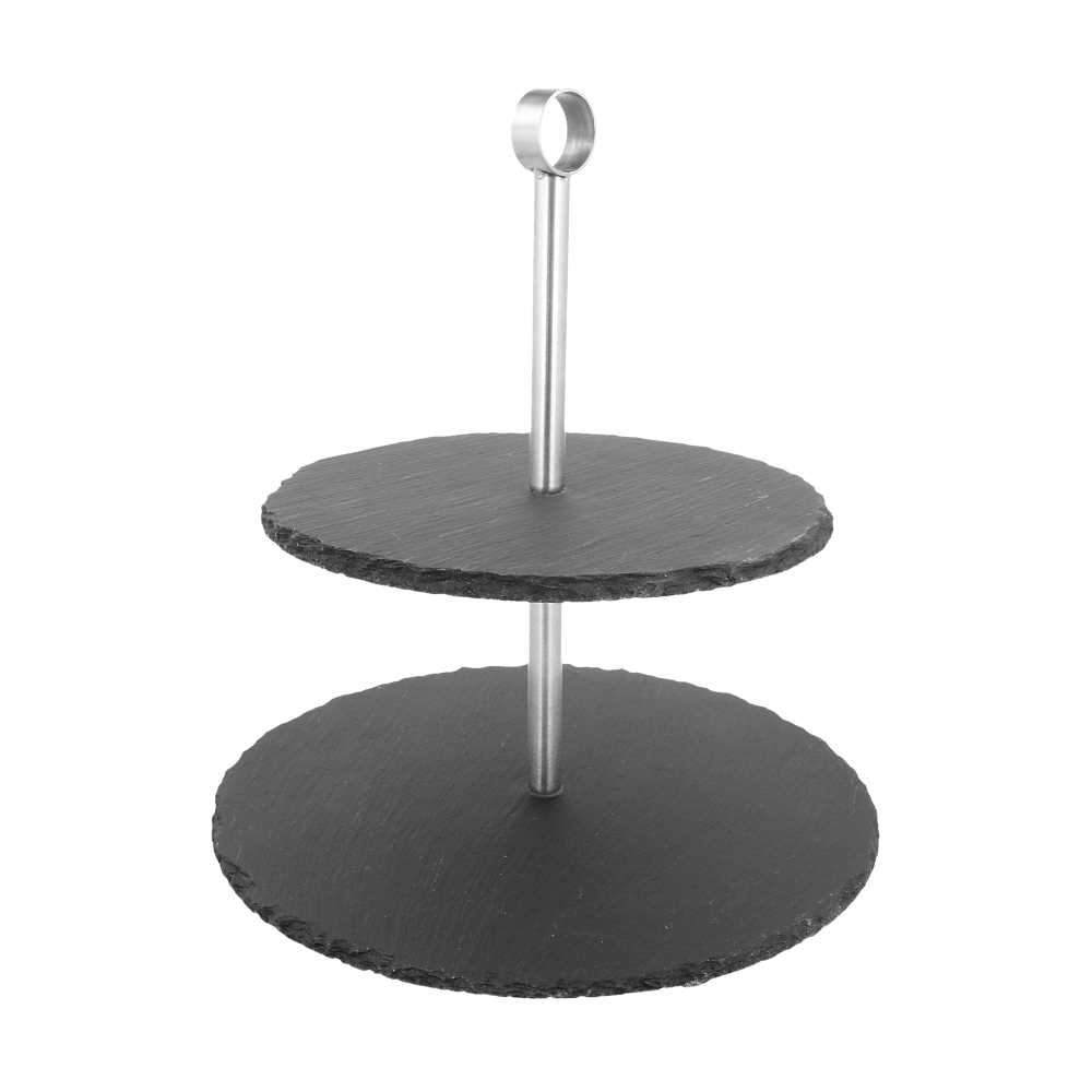 [220.67] STAND SNACK 2 PISOS 25x25x26,5 CM NATURAL PIZARRA (2 UNID.)