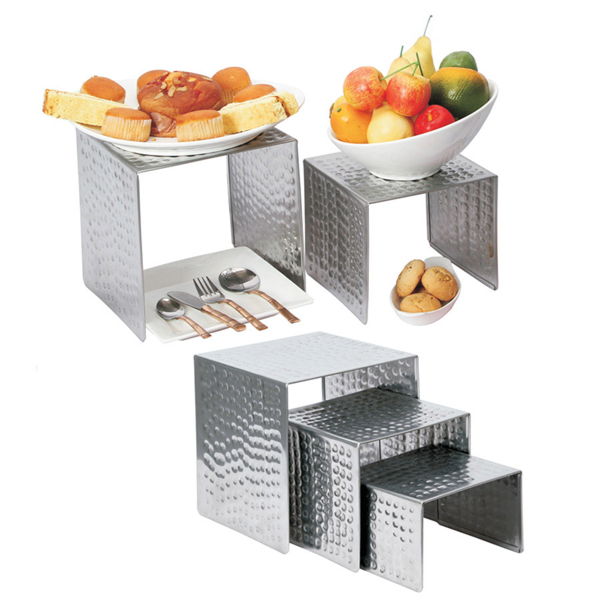 [198.15] 3 U. ELEVADORES BUFET 15/18/20 CM PLATEADO INOX (1 UNID.)