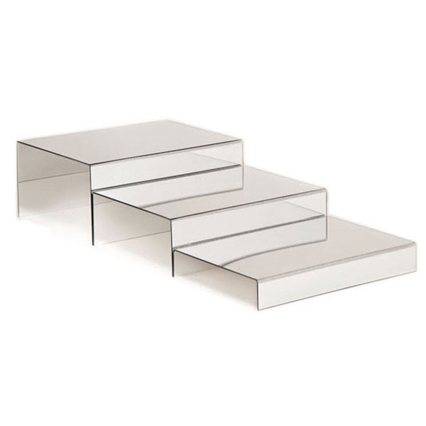 [157.63] 3 U. EXPOSITORES BUFET ESPEJO 30x25x2,5/7,5/13 CM ACRÍLICO (1 UNID.)
