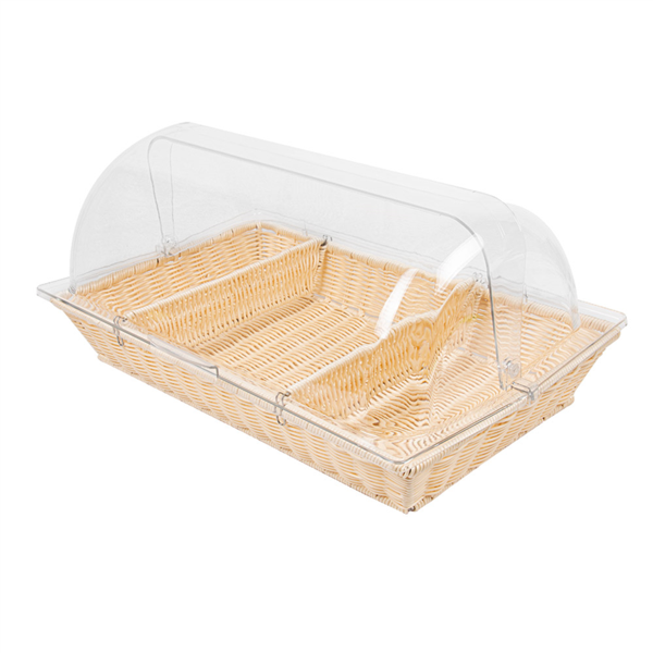 [211.66] CESTA SÍMIL MIMBRE CON CÚPULA GN 1/1 53,5x33,5x28 CM BEIGE PP (1 UNID.)