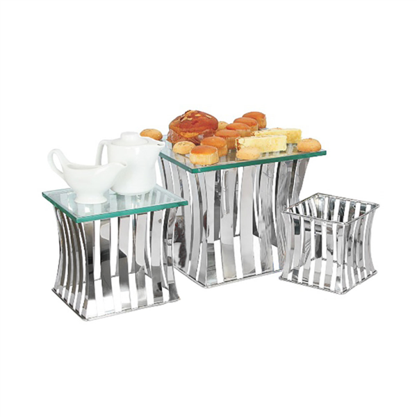 3 U. Expositor Bufet 16/22/26 Cm Plateado Inox (1 Unid.)